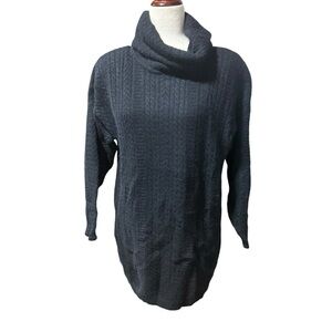 Jeanne Pierre Lambswool Angora Rabbit Cable Knit Cowl Neck Sweater Vintage Sz Lg